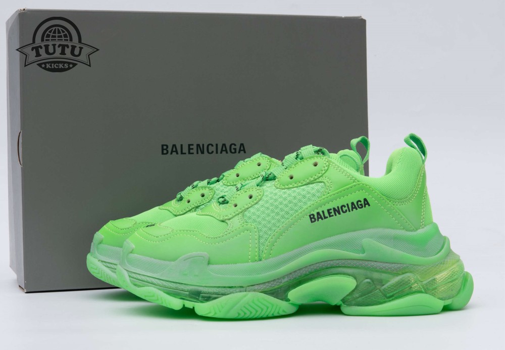 balenciaga triple s clear sole neon green